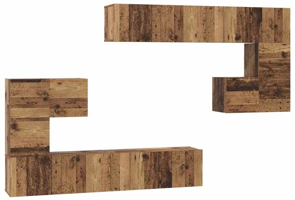 vidaXL Σετ επίπλου τηλεόρασης Επιτοίχιο 8 pcs Παλαιό ξύλο