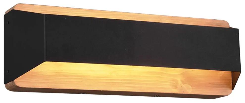 Φωτιστικό Τοίχου - Απλίκα Arino 224819132 13,5W Led 35,2x12cm Black Mat Trio Lighting Μέταλλο,Ξύλο