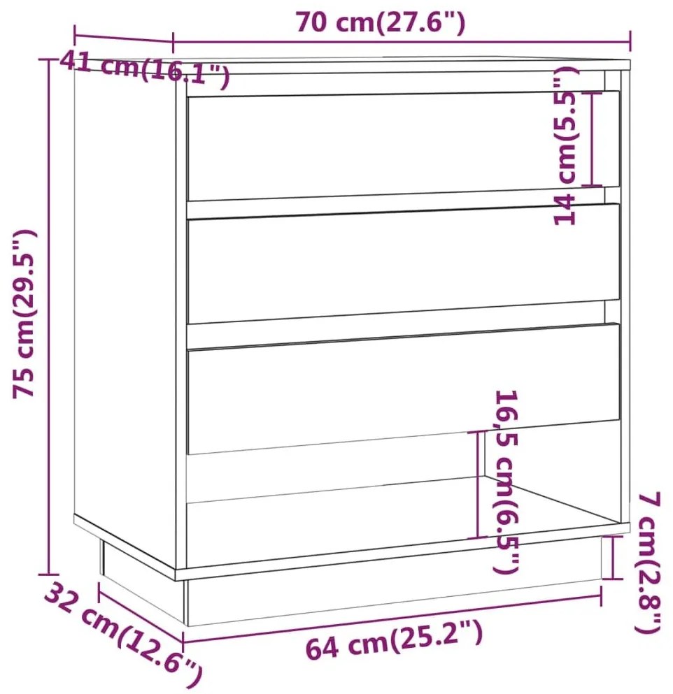 Μπουφές Λευκός 70 x 41 x 75 εκ. από Μοριοσανίδα - Λευκό