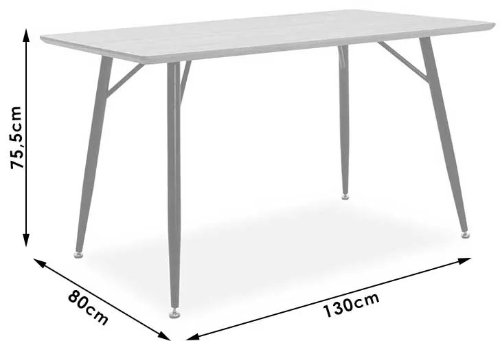 Τραπέζι Conor pakoworld με επιφάνεια MDF χρώμα γκρι cement πόδι μεταλλικό μαύρο 130x80x75,5εκ - Μελαμίνη - 029-000028