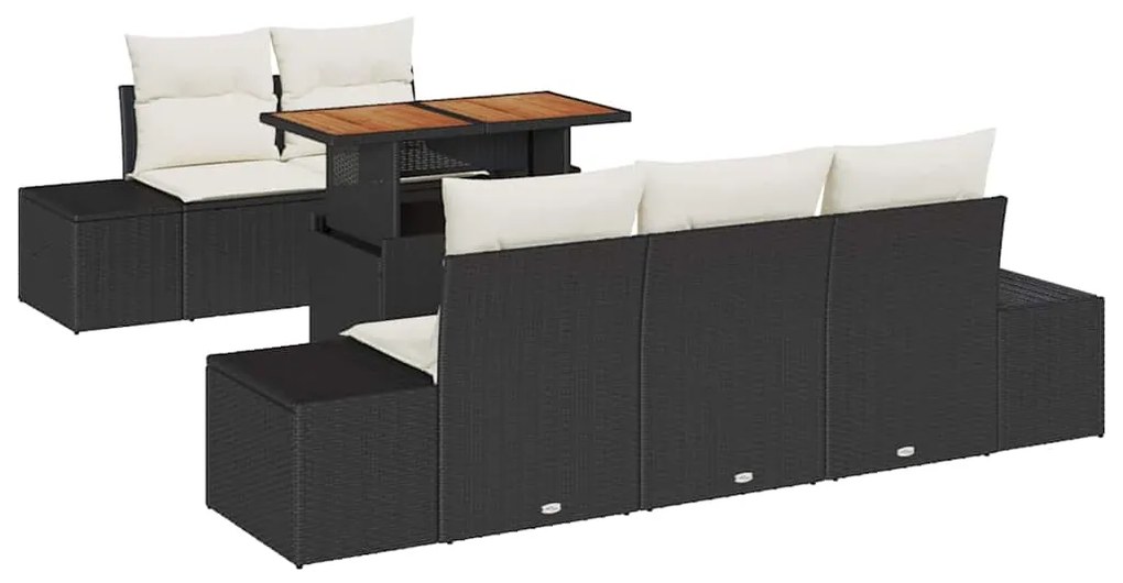 vidaXL Σέτ φαγητού για κήπο 6 pcs Μαύρο, Κρέμα 100 x 55 x 73 εκ