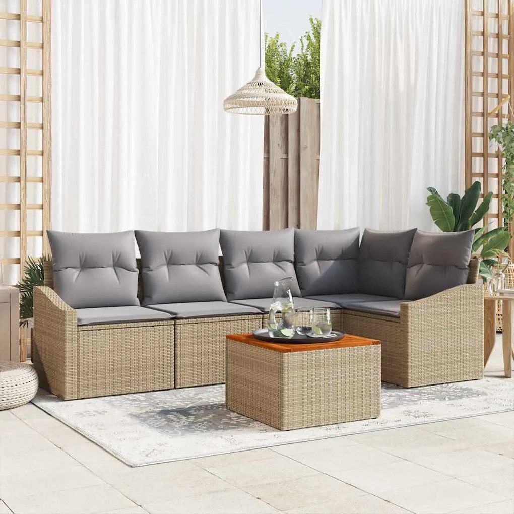 vidaXL Σετ Καναπέ Κήπου 6 pcs Beige, ανοιχτό γκρι