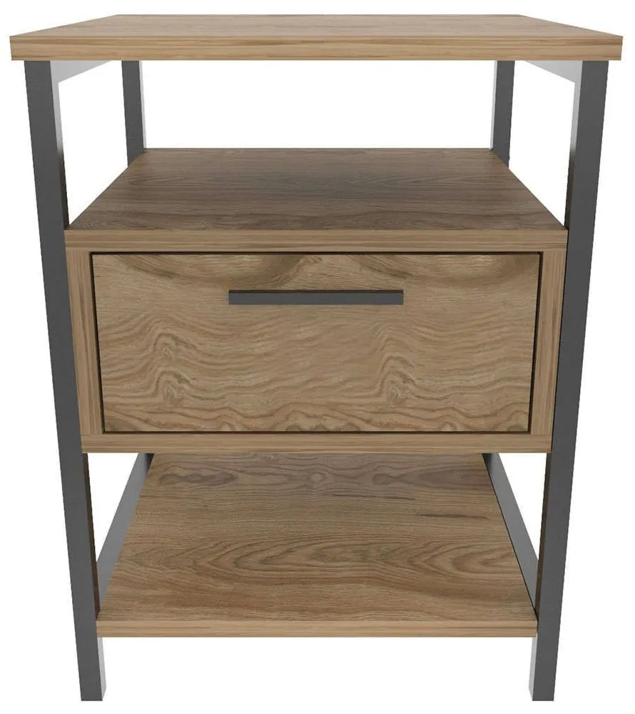 Κομοδίνο Alba 322RTC1604 45x45x61,8cm Oak-Black