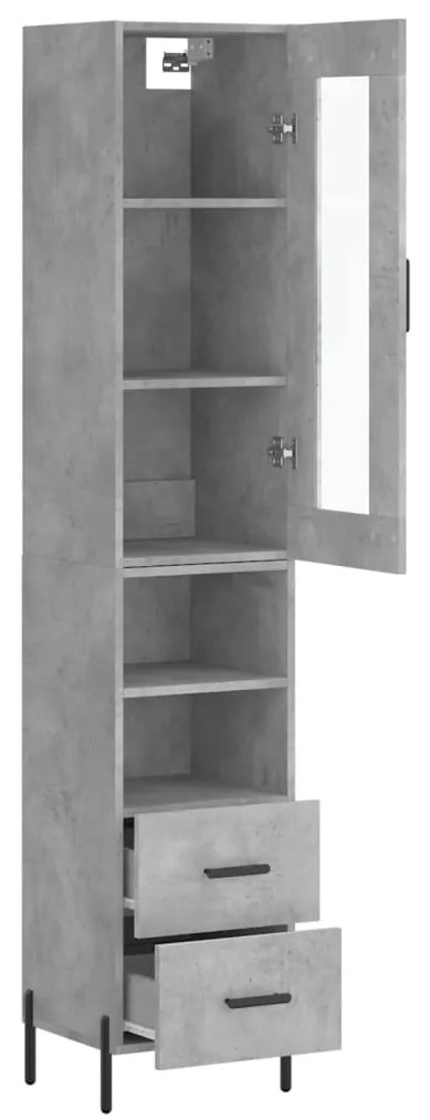 vidaXL Ντουλάπι Γκρι Σκυροδέματος 34,5x34x180 εκ. Επεξεργασμένο Ξύλο