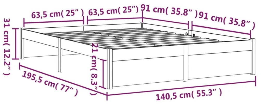 ΠΛΑΙΣΙΟ ΚΡΕΒΑΤΙΟΥ 135 X 190 ΕΚ. ΑΠΟ ΜΑΣΙΦ ΞΥΛΟ 4FT6 DOUBLE 814924