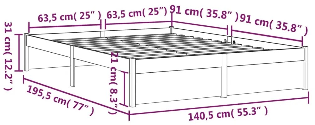 Πλαίσιο Κρεβατιού 135 x 190 εκ. από Μασίφ Ξύλο Double 814924