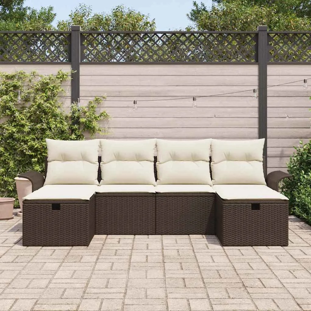 vidaXL Σετ Καναπέ Κήπου 6 pcs Καφέ και κρεμ 251 x 117 x 85 εκ.