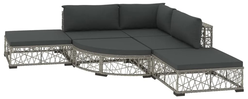 vidaXL Σαλόνι Κήπου 6 Τεμαχίων Γκρι από Συνθετικό Ρατάν με Μαξιλάρια