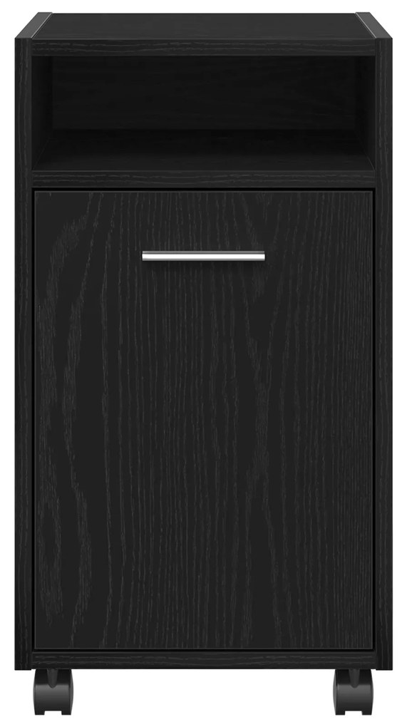 vidaXL Κομοδίνο με Ρόδες Μαύρο Δρυς 33x38x60 εκ Ξύλο