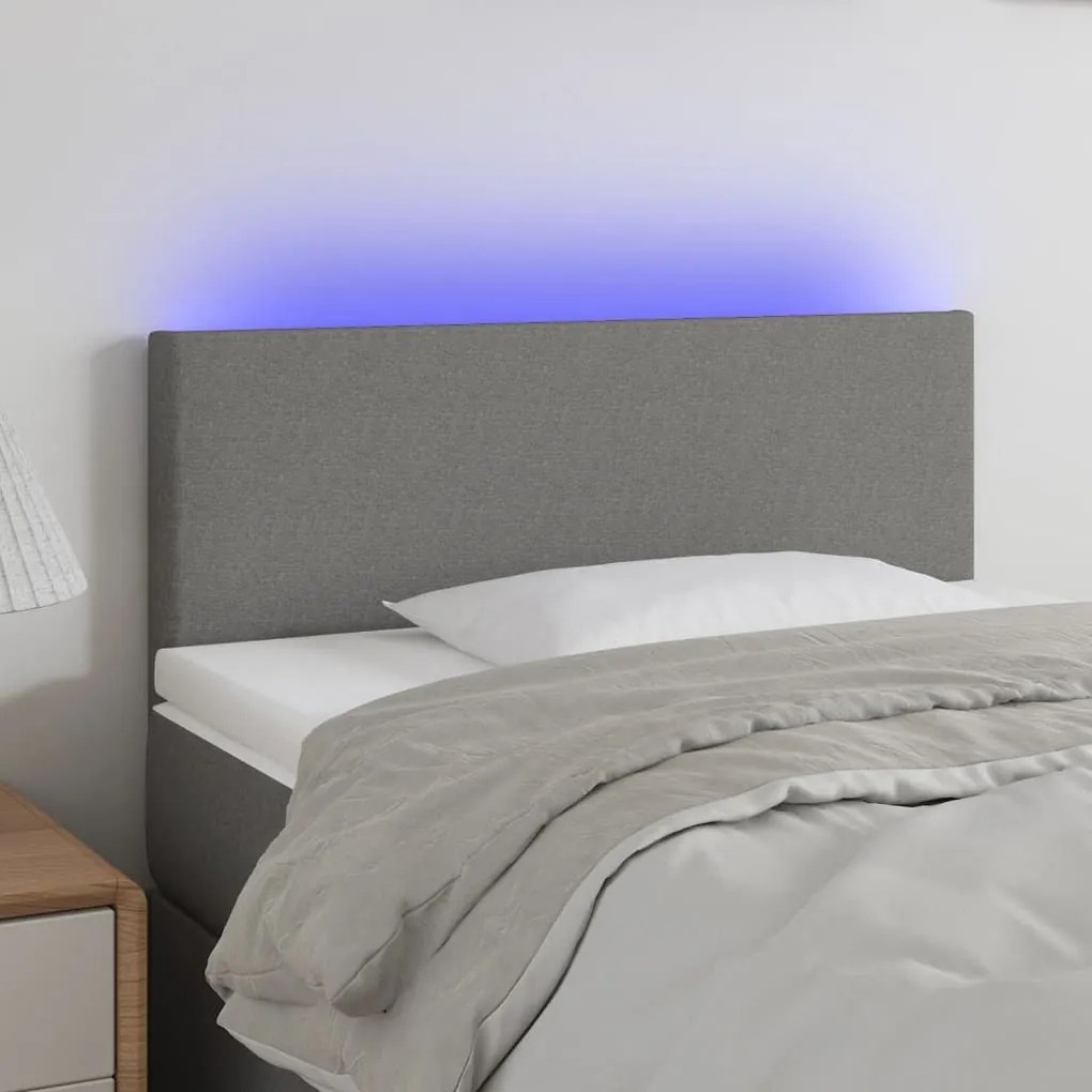 Κεφαλάρι Κρεβατιού LED Σκούρο Γκρι 80x5x78/88 εκ. Υφασμάτινο 3121307