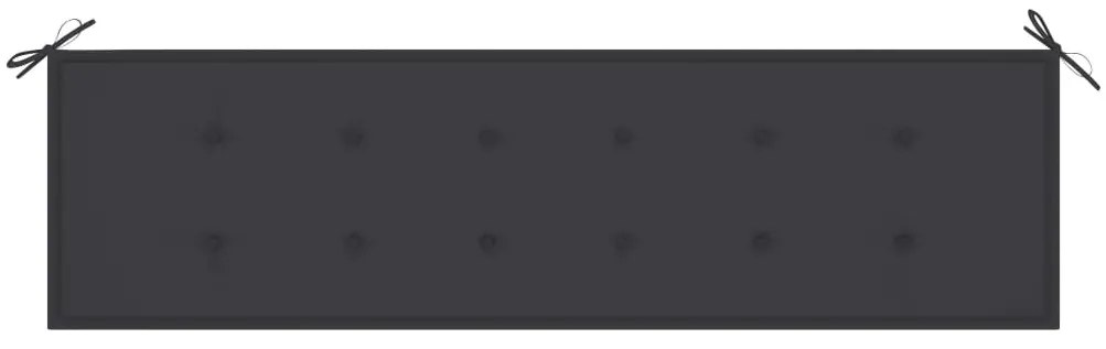 vidaXL Παγκάκι Κήπου 175 εκ. από Μασίφ Ξύλο Teak με Ανθρακί Μαξιλάρι