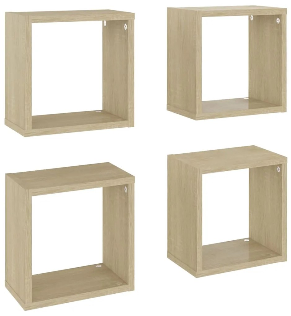 vidaXL Ράφια Κύβοι Τοίχου 4 τεμ. Sonoma Δρυς 26 x 15 x 26 εκ.