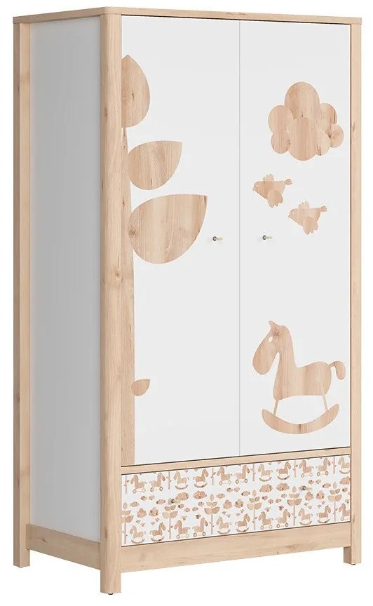 Ντουλάπα Boston BJ104, Οξιά, Άσπρο, 182x100x60cm, 75 kg, Πόρτες ντουλάπας: Με μεντεσέδες, Αριθμός ραφιών: 1, Αριθμός ραφιών: 1 | Epipla1.gr