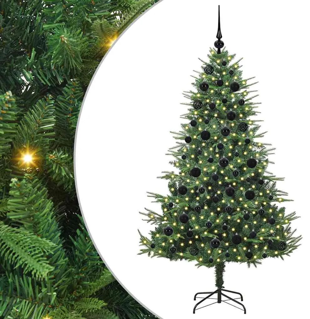 vidaXL Τεχνητό Χριστουγεννιάτικο Δέντρο με Φώτα και Σετ Μπάλες 180 cm