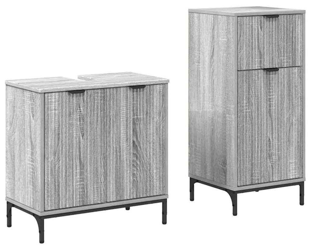 vidaXL Σετ Επίπλων Μπάνιου με ράφι 2 pcs Γκρι sonoma 39.5 x 36 x 88 εκ