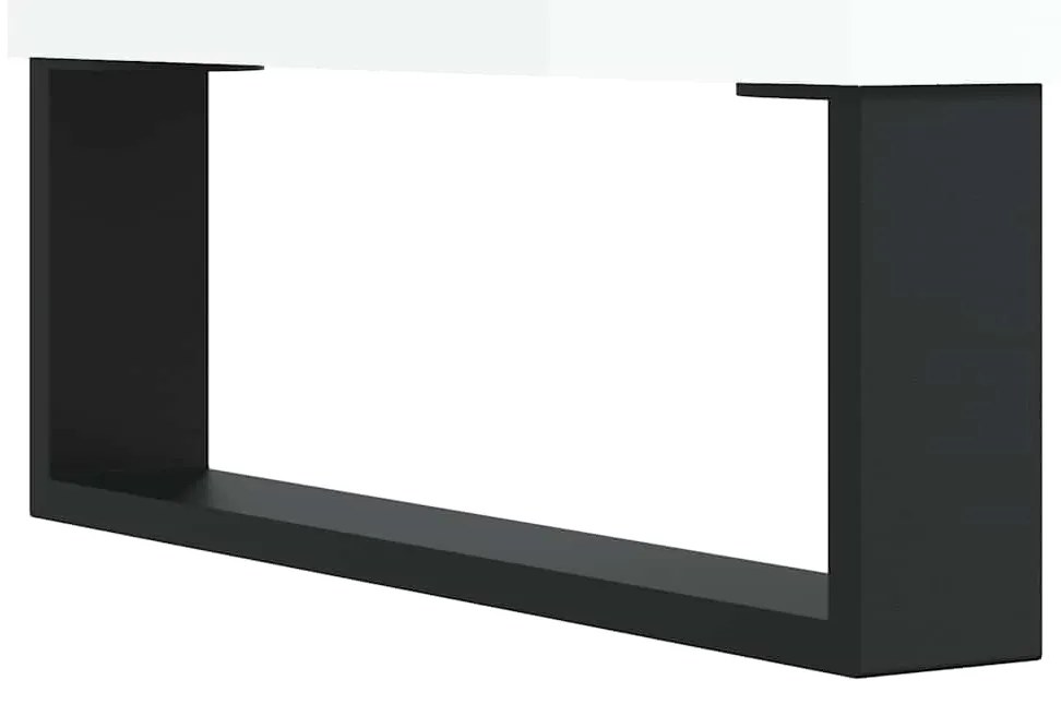 vidaXL Δισκοθήκη Γυαλ. Λευκή 85 x 38 x 48 εκ. από Επεξεργασμένο Ξύλο