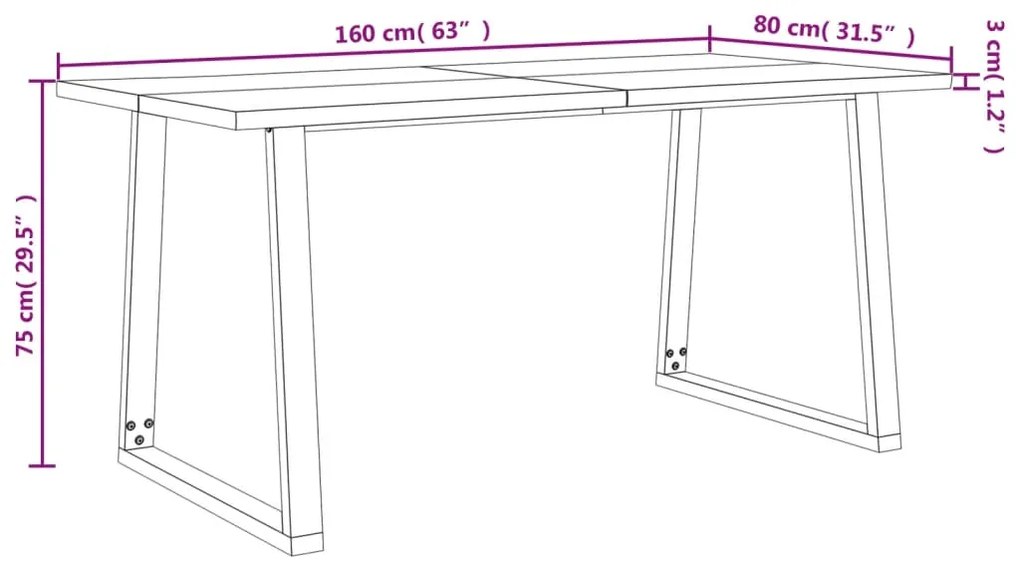 ΤΡΑΠΕΖΑΡΙΑ ΜΕ ΦΥΣΙΚΟ ΠΕΡΙΓΡΑΜΜΑ 160X80X75 ΕΚ ΜΑΣΙΦ ΞΥΛΟ ΑΚΑΚΙΑΣ 353290