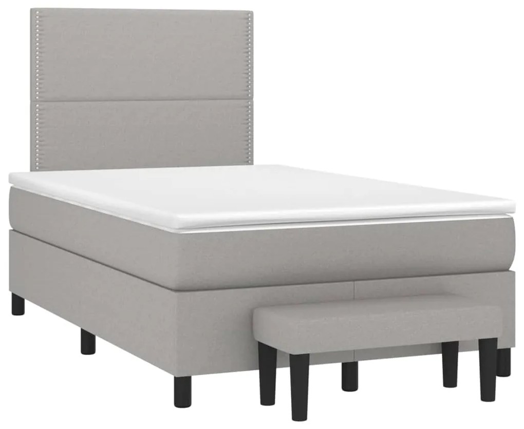 vidaXL Κρεβάτι Boxspring με Στρώμα Ανοιχτό Γκρι 120x200 εκ. Υφασμάτινο