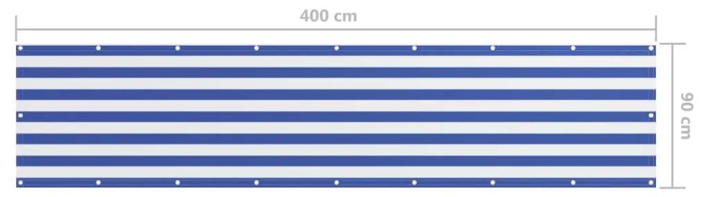Διαχωριστικό Βεράντας Λευκό/Μπλε 90 x 400 εκ. Ύφασμα Oxford - Πολύχρωμο