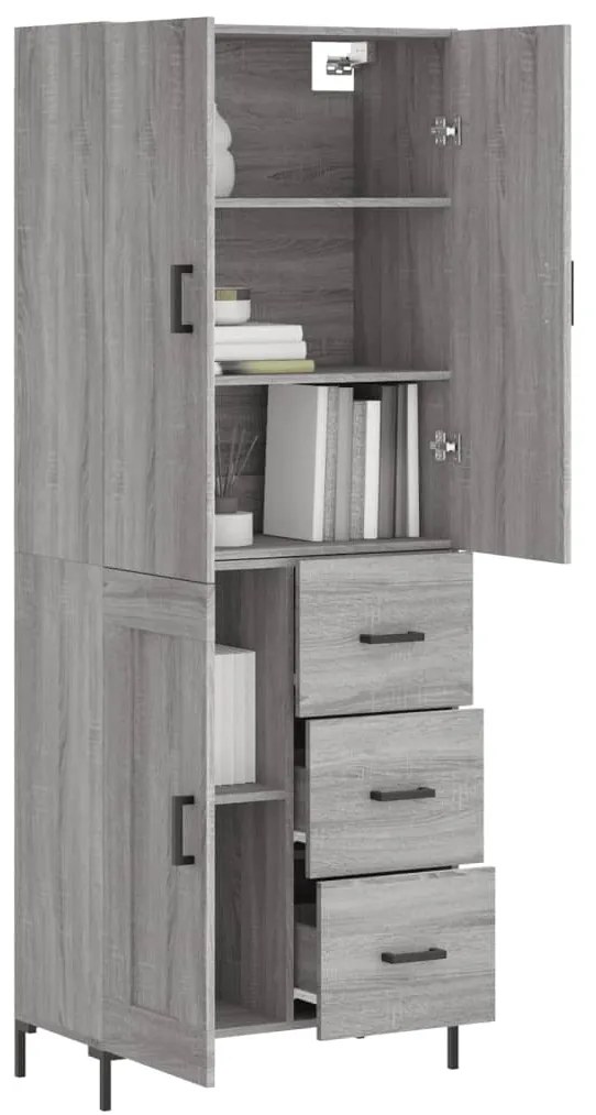 vidaXL Ντουλάπι Γκρι Sonoma 69,5 x 34 x 180 εκ. Επεξεργασμένο Ξύλο