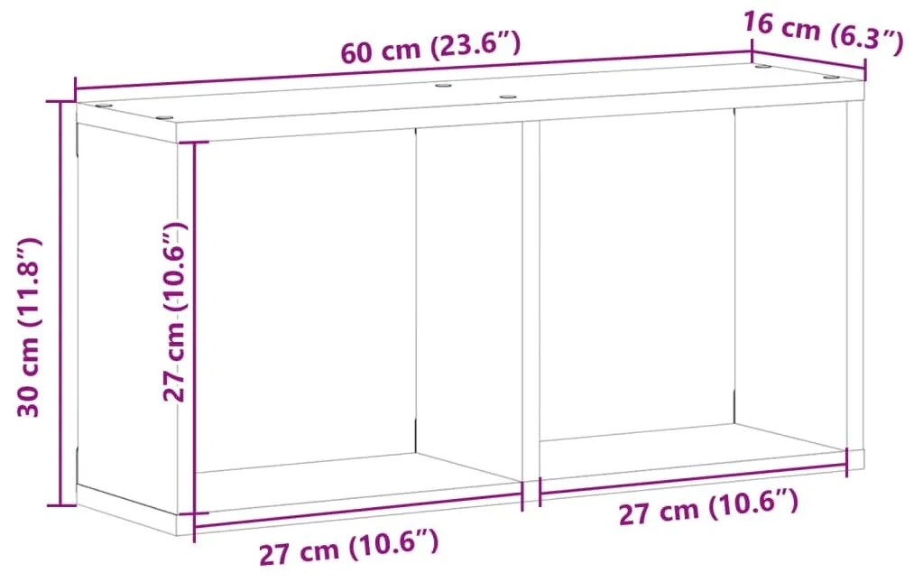 Ντουλάπι Τοίχου Γκρι Σκυρ. 60x16x30 εκ. από Επεξεργασμένο Ξύλο - Γκρι