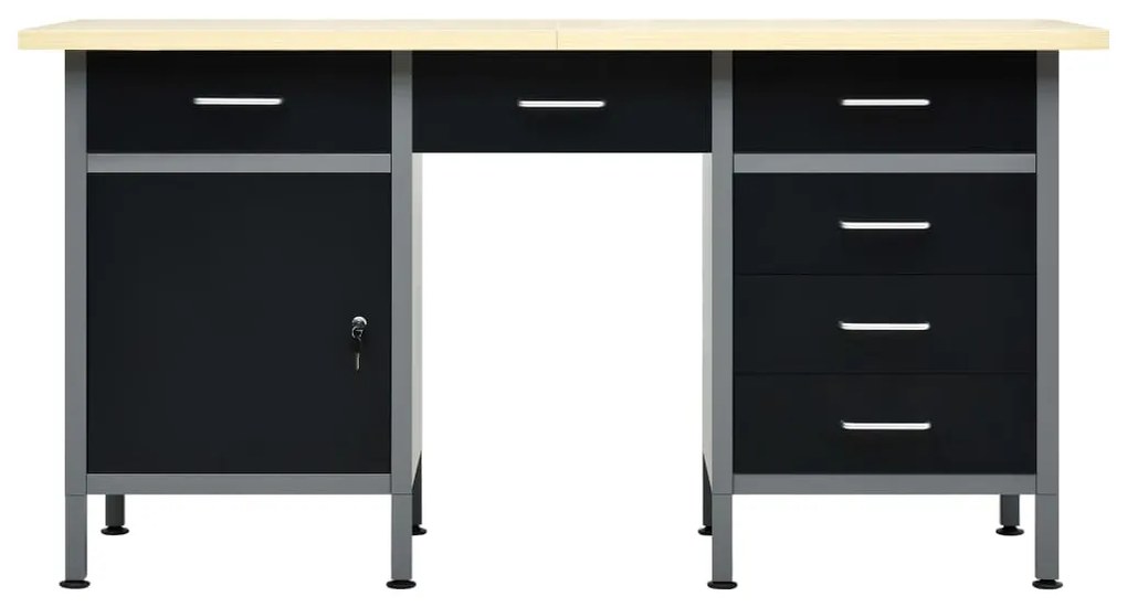 vidaXL Πάγκος Εργασίας Μαύρος 160 x 60 x 85 εκ. Ατσάλινος