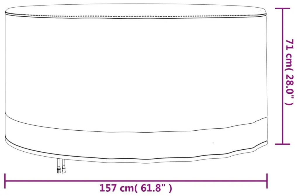 Κάλυμμα Επίπλων Κήπου Στρογγυλό Μπεζ Ø 157x71 εκ. 600D Oxford - Μπεζ