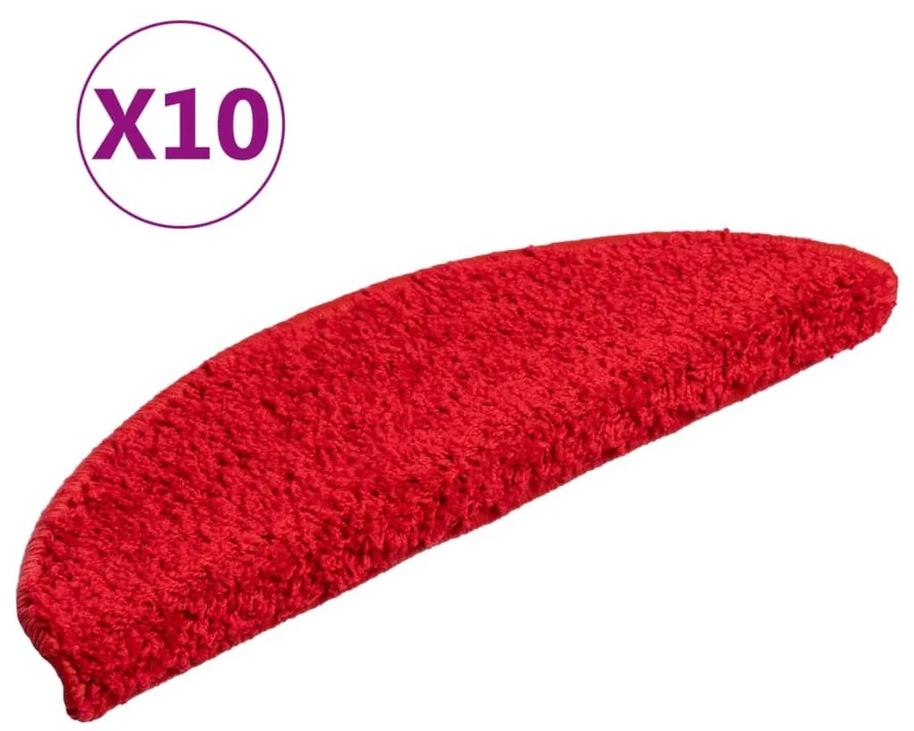 vidaXL Πατάκια Σκαλιών 10 τεμ. Κόκκινα Ημίκυκλα 56x17x3 εκ.