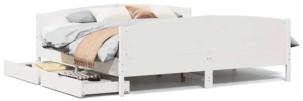 vidaXL Σκελετός Κρεβ. Χωρίς Στρώμα Λευκό 180x200 εκ Μασίφ Πεύκο