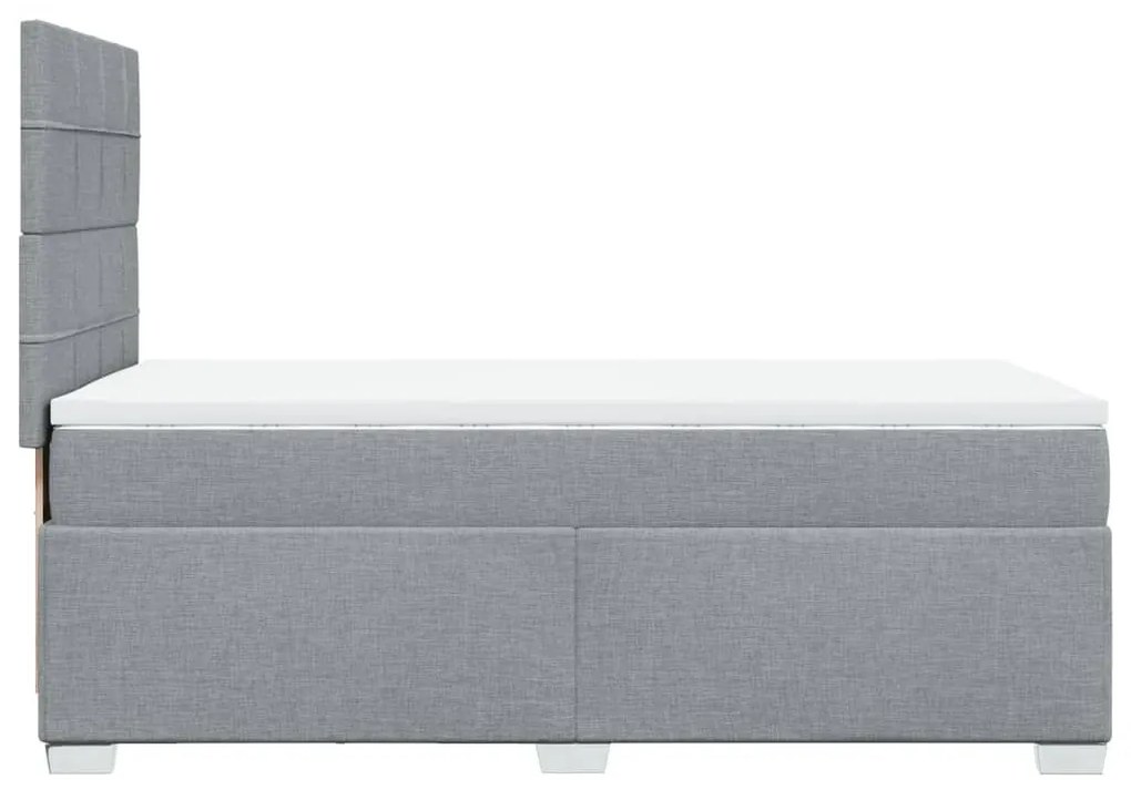 Κρεβάτι Boxspring με Στρώμα Ανοιχτό Γκρι 100x200 εκ. Υφασμάτινο - Γκρι