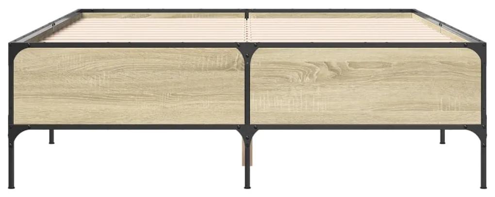 vidaXL Πλαίσιο Κρεβατιού Sonoma Δρυς 120x200 εκ. Επεξ. Ξύλο & Μέταλλο