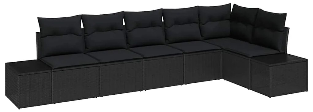vidaXL Σετ Καναπέ Κήπου με μαξιλάρι 6 pcs Μαύρο Πολυ ράταν