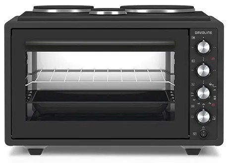 Davoline URBAN CHEF 3703 BL Ηλεκτρικό Φουρνάκι 37lt με 3 Εστίες 2800W Μαύρο