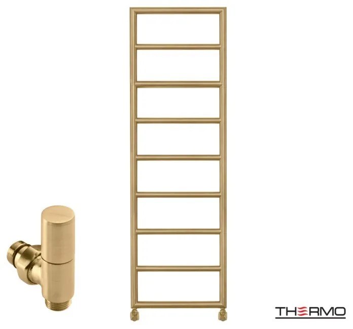Thermo TEMPO Θερμαινόμενη πετσετοκρεμάστρα από ανοξείδωτο χάλυβα με υδραυλική λειτουργία, 150x50cm Brushed Brass (Gold) PVD