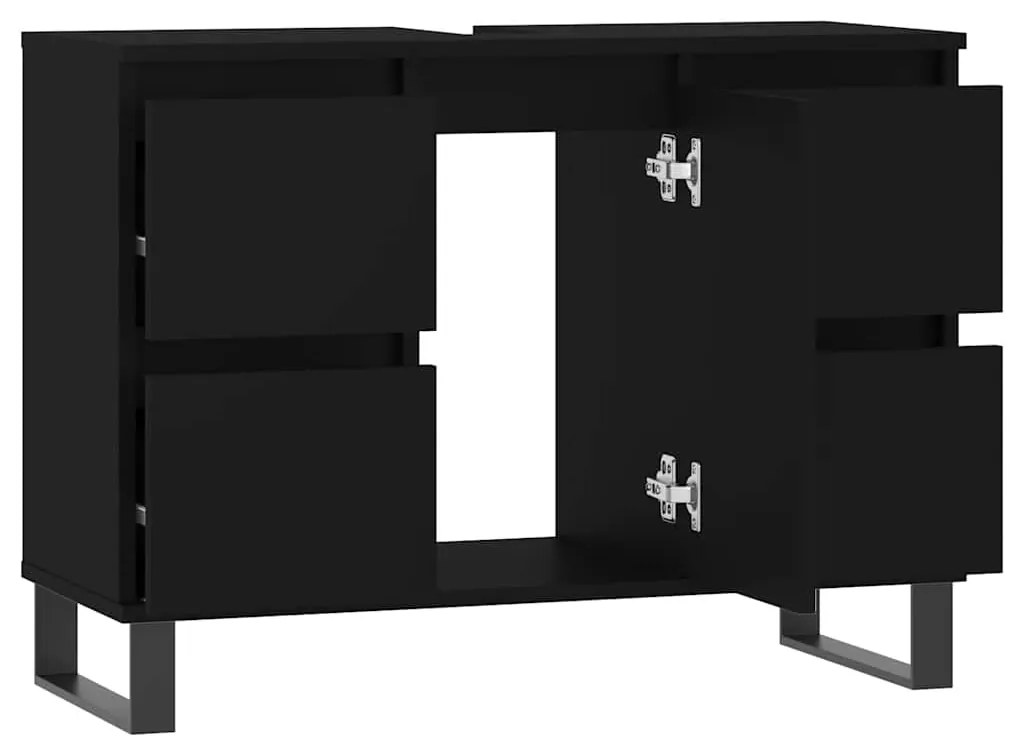 vidaXL Ντουλάπι Μπάνιου Μαύρο 80 x 33 x 60 εκ. από Επεξεργασμένο Ξύλο