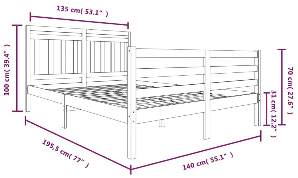 ΠΛΑΙΣΙΟ ΚΡΕΒΑΤΙΟΥ 135 X 190 ΕΚ. ΑΠΟ ΞΥΛΟ ΠΕΥΚΟΥ 4FT6 DOUBLE 3100629