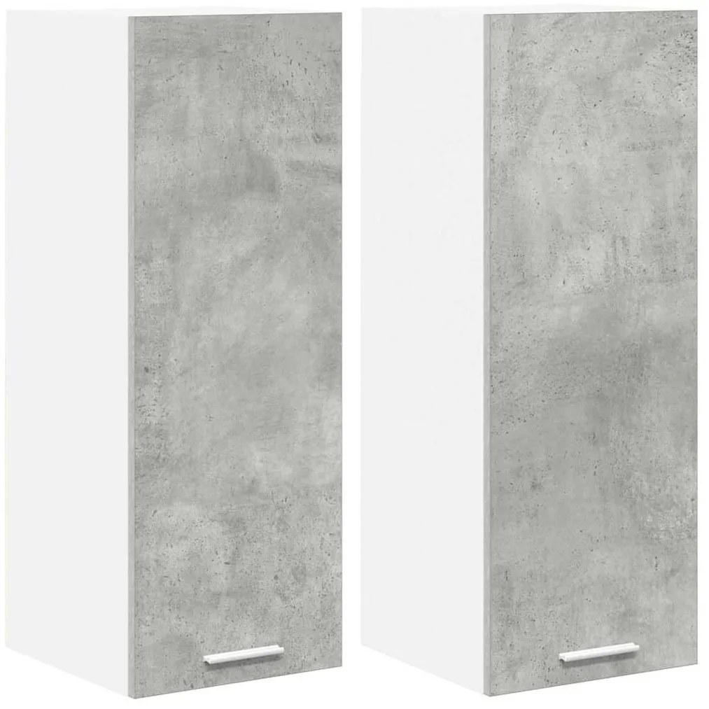 vidaXL Κρεμαστό ντουλάπι με αποθήκευση 2 pcs Σκυρόδεμα Γκρι και Λευκό