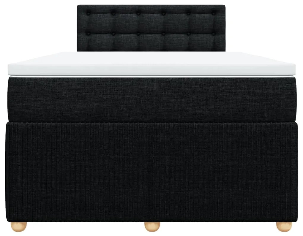 vidaXL Κρεβάτι Boxspring με Στρώμα Μαύρο 120x200 εκ. Υφασμάτινο