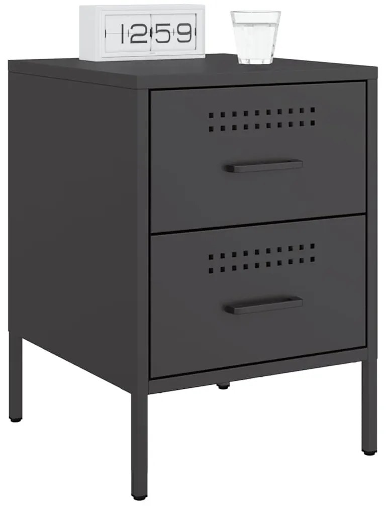 vidaXL Κομοδίνο Μαύρο 36x39x50,5 εκ. από Χάλυβα