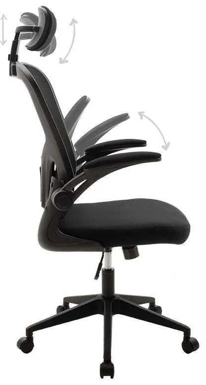 Καρέκλα γραφείου διευθυντή Ergoline ύφασμα mesh μαύρο 61.5x65x116 εκ.