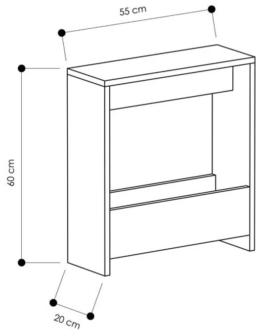 Τραπεζάκι βοηθητικό Simpi Megapap χρώμα sapphire oak 55x20x60εκ.