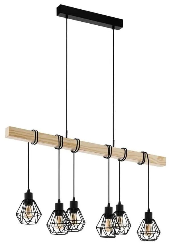 Φωτιστικό Οροφής Ράγα Townshend 5 43133 Black-Brown Eglo Metal,Wood