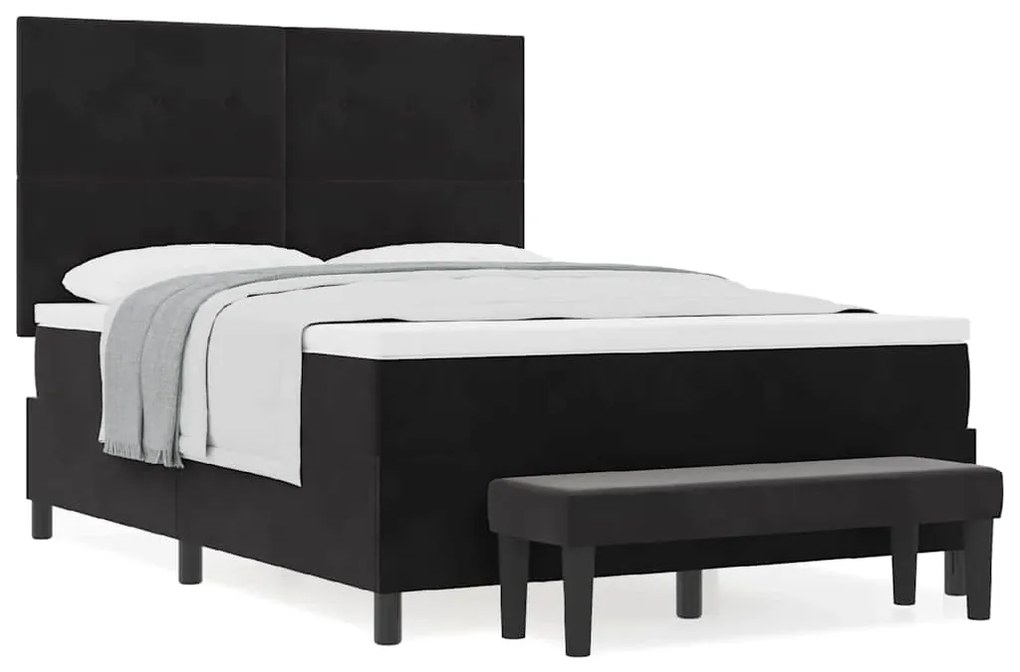 vidaXL Κρεβάτι με ελατήρια με στρώμα Μαύρο 140 x 200 cm Βελούδο