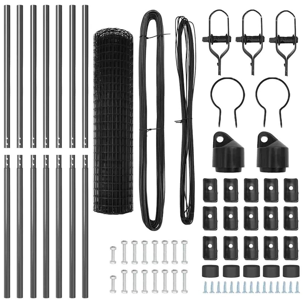 vidaXL Τεντώτο με στήριγμα Γκρι 1 x 10 m Χάλυβας και PVC