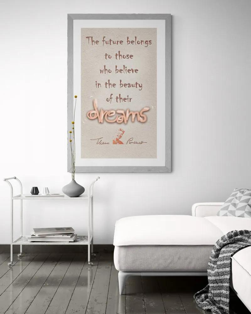 Αφίσα με παρπαστού Ενθαρρυντικά γνωμικά για όνειρα - Ελέανορ Ρούσβελτ - 20x30 silver