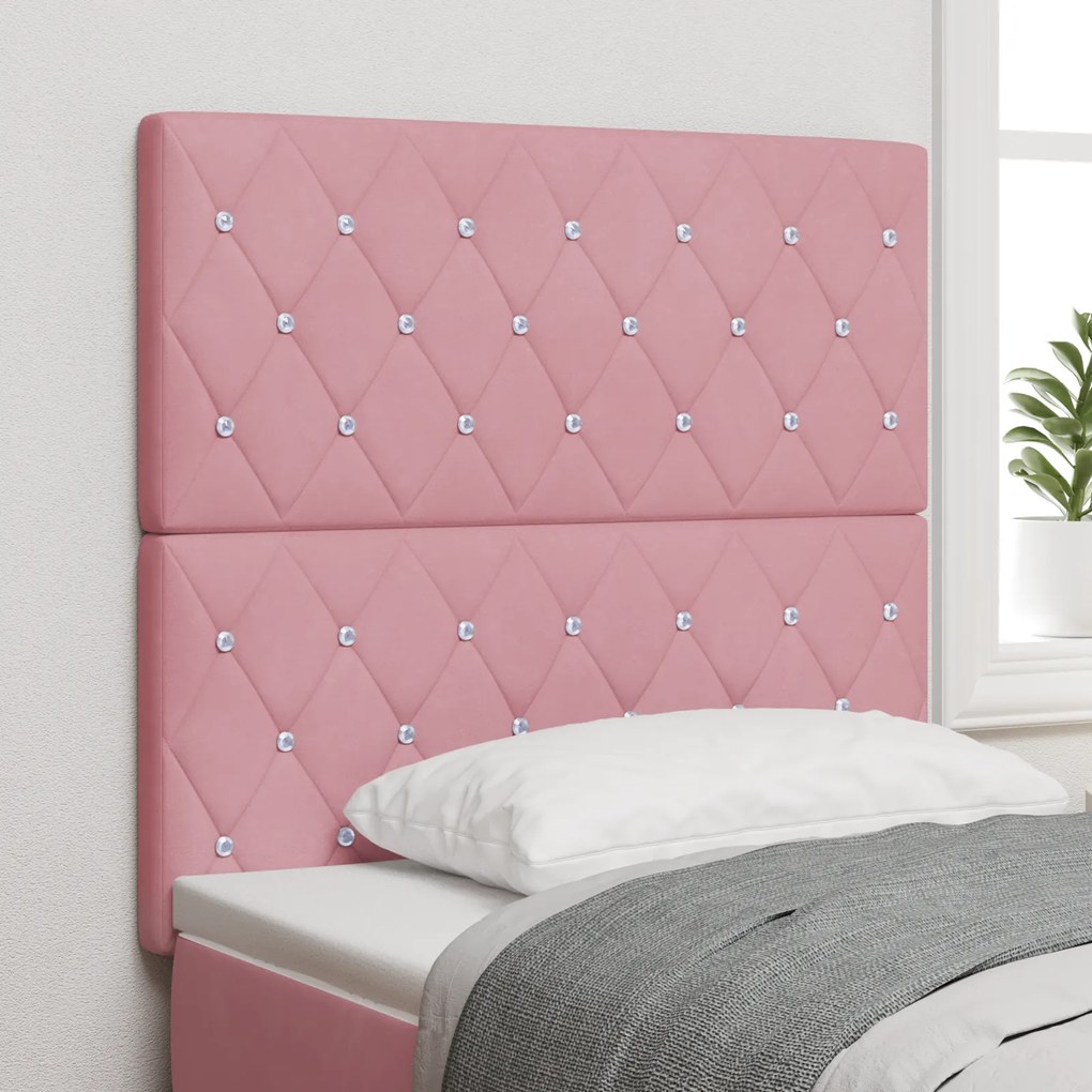 vidaXL Βελούδινο Κεφαλάρι Argyle με κεφαλάρι Ροζ 90 cm Βελούδο