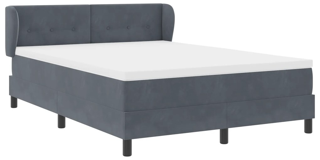 vidaXL Κρεβάτι Box Spring με Στρωση Στρώμα Σκούρο Γκρι 160x200 εκ. Βελούδο