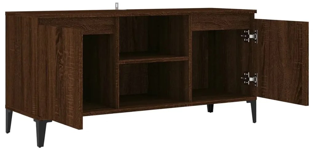 vidaXL Έπιπλο Τηλεόρασης Καφέ Δρυς 103,5x35x50 εκ. με Μεταλλικά Πόδια