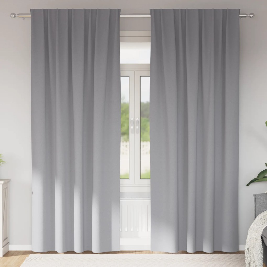 vidaXL Κουρτίνες 2 pcs Ανοιχτό γκρι 245 x 140 εκ. Πολυεστέρας
