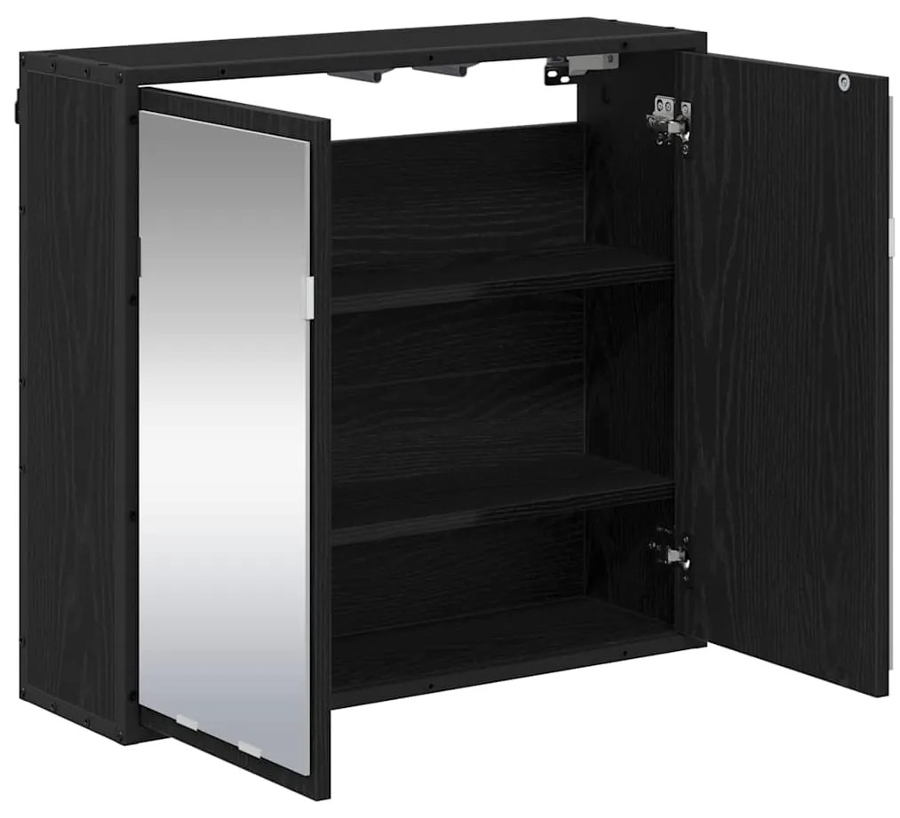 vidaXL Ράφι Τοίχου με ράφι Επιτοίχιο Μαύρη Οξυά 65 x 20 x 60 εκ